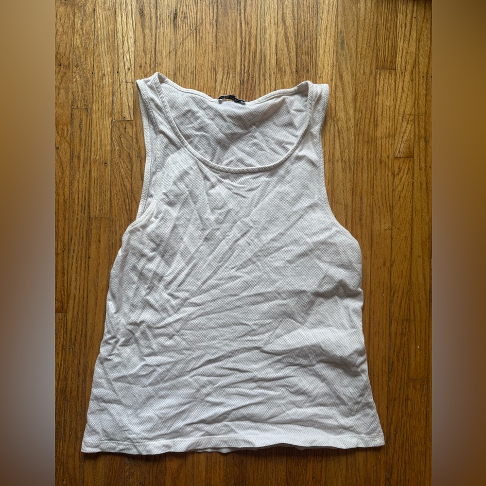 Zara White Knit Scoop Tank